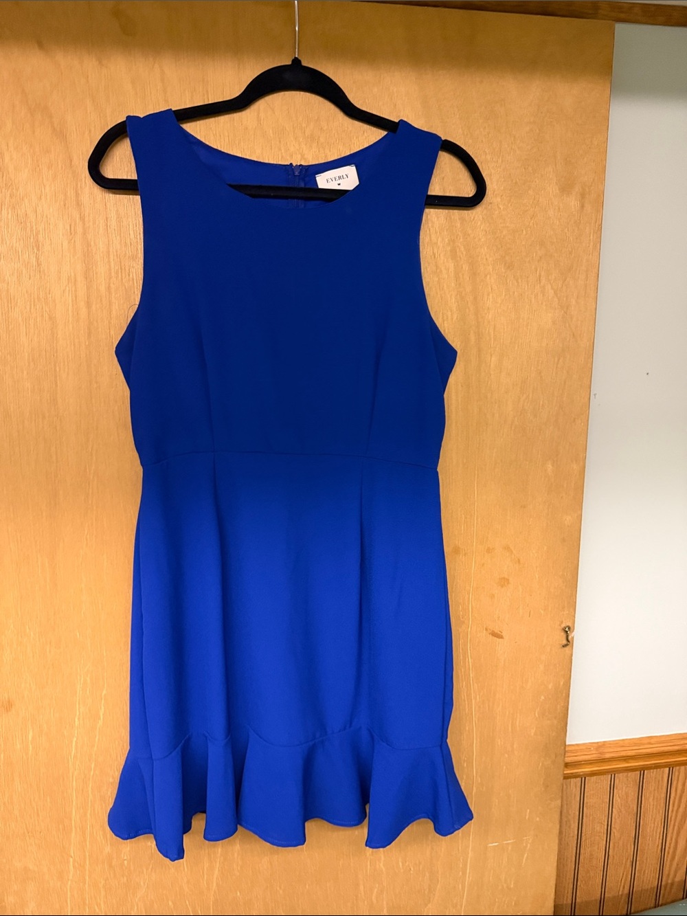 Everly Royal Blue Sleeveless Ruffle-Hem Mini Dress